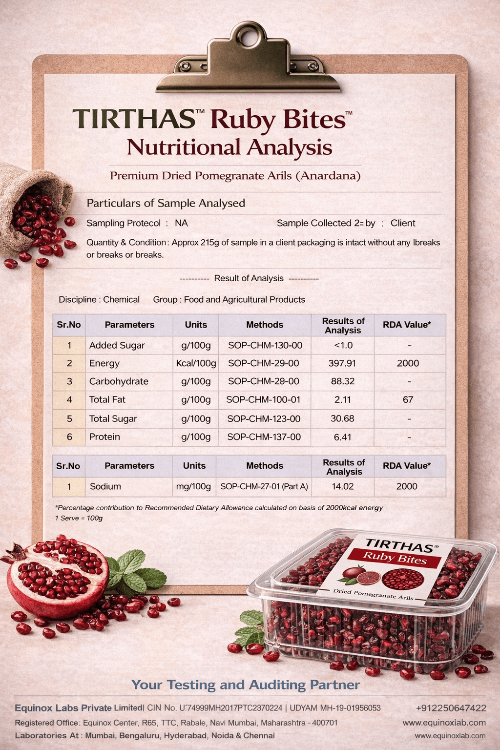 TIRTHAS Ruby Bites (Anardana) – Premium Dried Pomegranate Arils | 50 gm | 200 gm - TIRTHAS