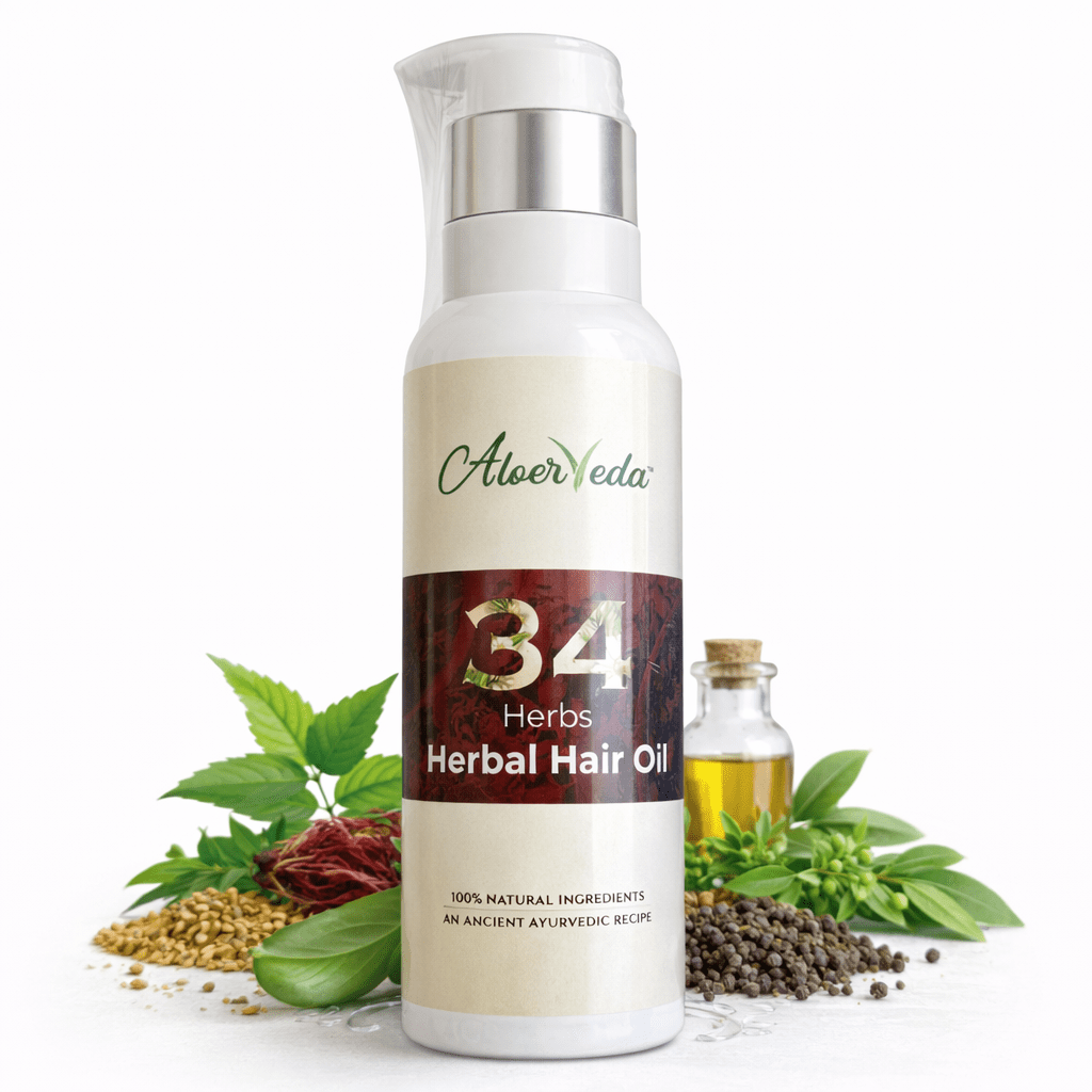 34 Herbs Herbal Hair Oil | Ayurvedic Hair Care | AloerVeda | 100 ml - TIRTHAS