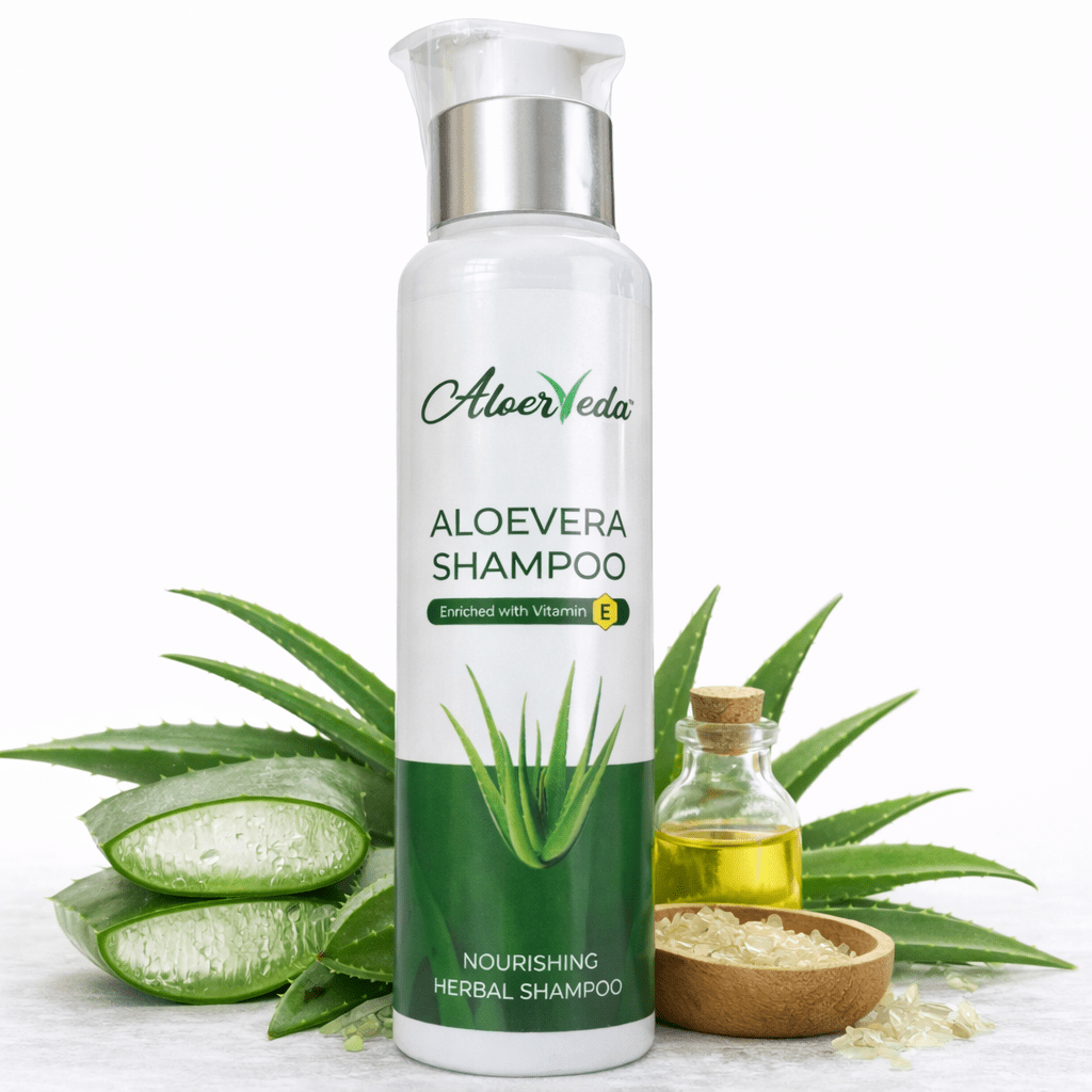 Aloe Vera Shampoo with Vitamin E | Herbal Hair Care | AloerVeda | 150 ml - TIRTHAS