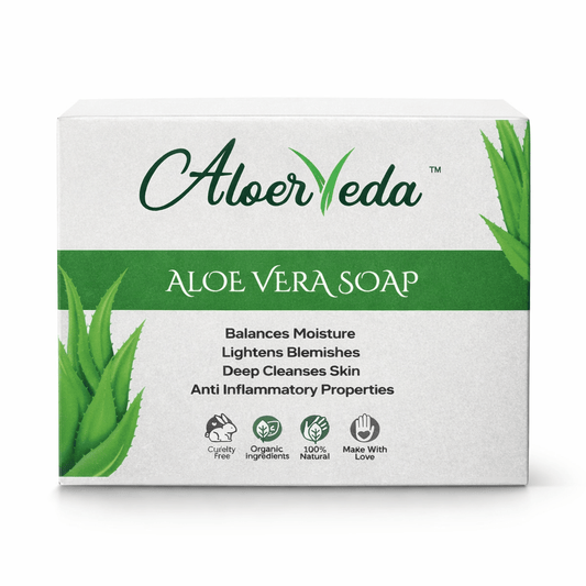 Aloe Vera Soap | Aloer Veda |Balance and Moisture Lightens Blemishes Deep Cleanses Skin| 50 Gm - TIRTHAS
