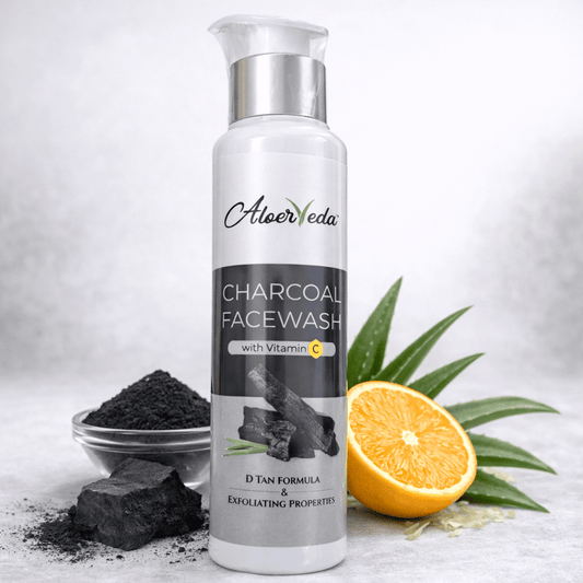 Charcoal Facewash with Vitamin C | Deep Cleansing, De - Tan, Oil Control & Pore Minimizing Face Wash | AloerVeda | 100 ml - TIRTHAS