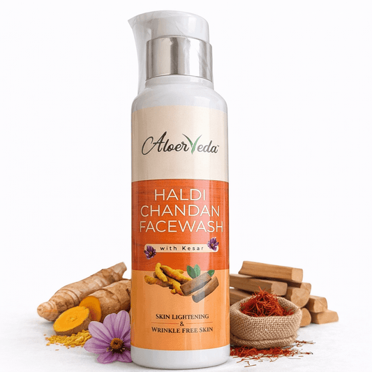 Haldi Chandan Face Wash with Kesar | Tan Removal and Brightening | AloerVeda | 100 ml - TIRTHAS