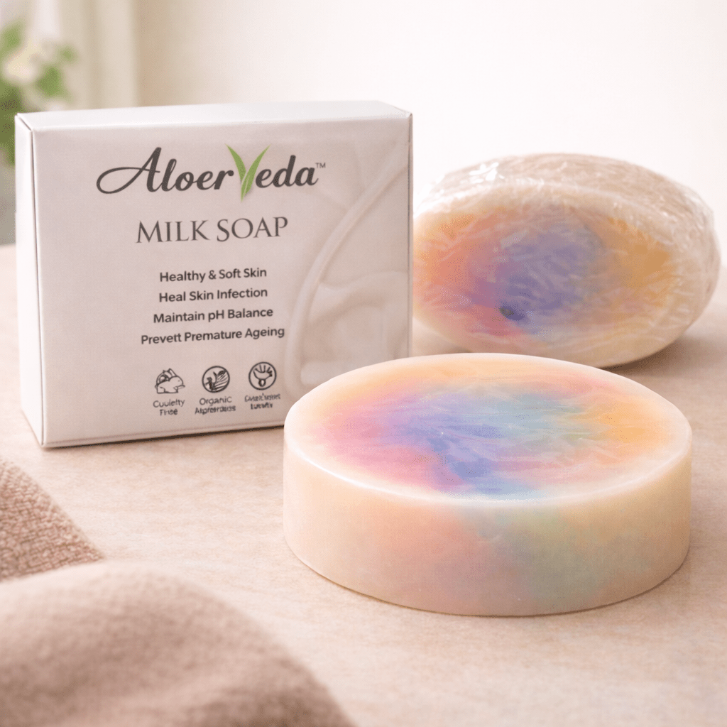 Milk Soap | Aloerveda | soft skin Heal Skin Infection | 50 Gm - TIRTHAS