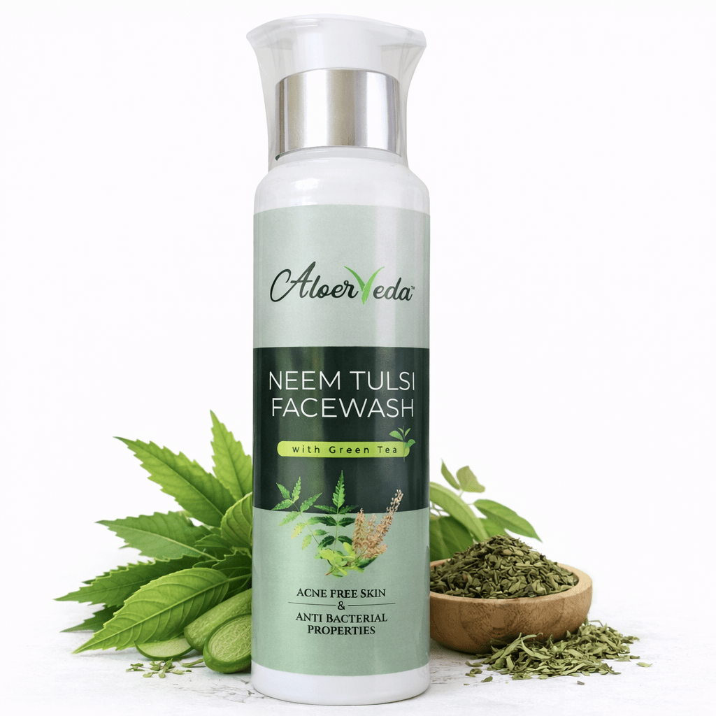 Neem Tulsi Face Wash with Green Tea | Acne Control and Clear Skin | AloerVeda | 100 ml - TIRTHAS