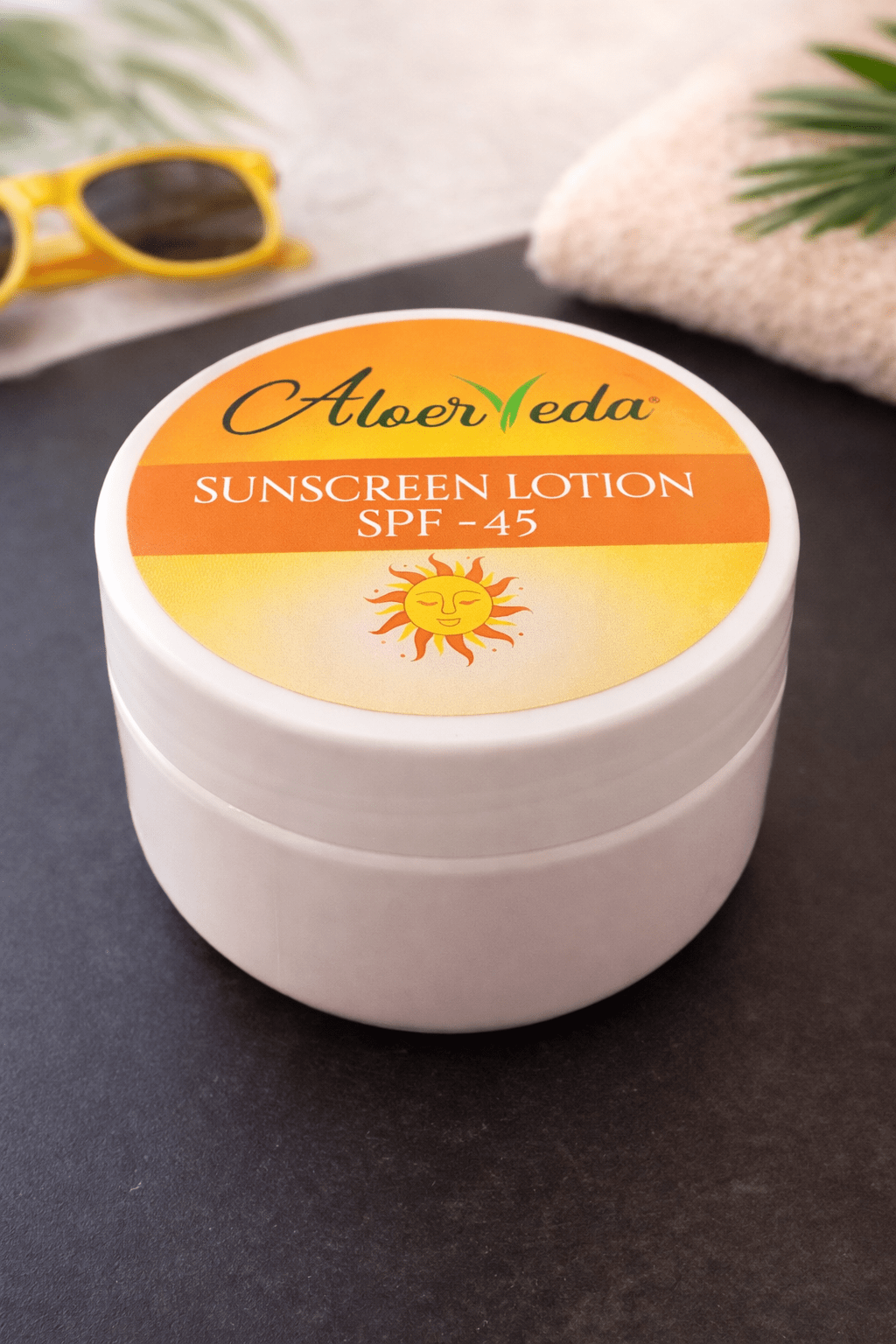 Sunscreen Lotion SPF - 45 | Aloeveda | Broad Spectrum Sun Protection with Aloe Care | 50 Gm - TIRTHAS