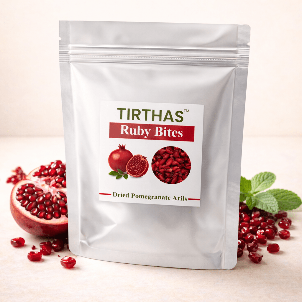 TIRTHAS Ruby Bites (Anardana) – Premium Dried Pomegranate Arils | 50 gm | 200 gm - TIRTHAS